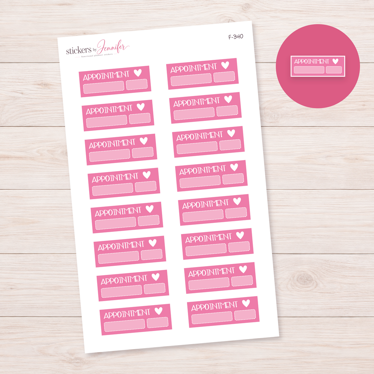 Pink Appointment Label Planner Stickers | F-340
