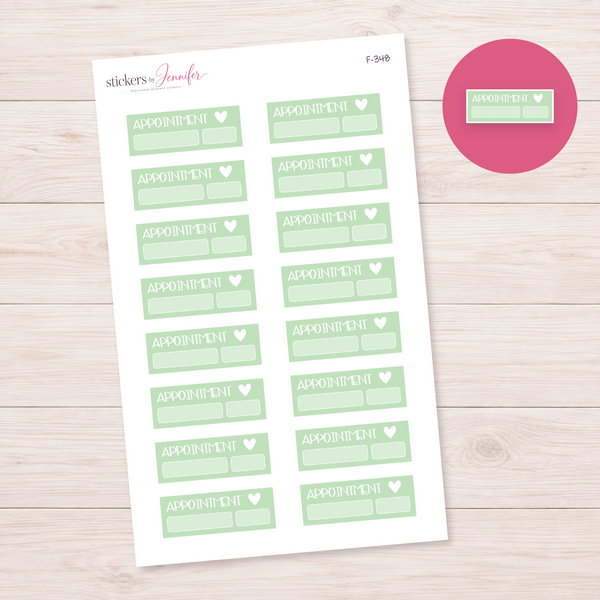 Mint Appointment Label Planner Stickers | F-348