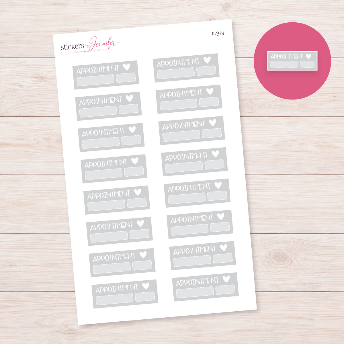 Gray Appointment Label Planner Stickers | F-361