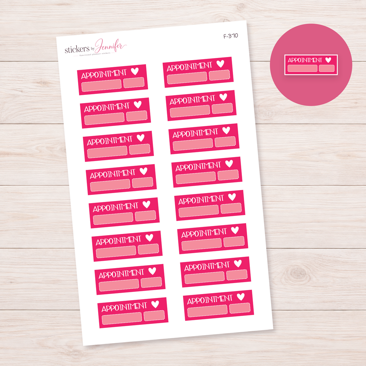 Hot Pink Appointment Label Planner Stickers | F-370