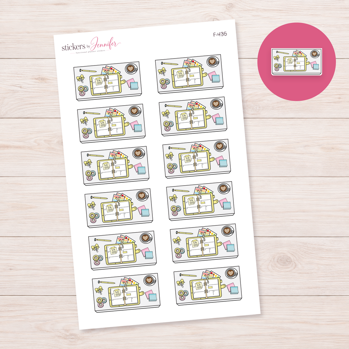 Yellow Open Planner Workspace Planner Stickers | F-435