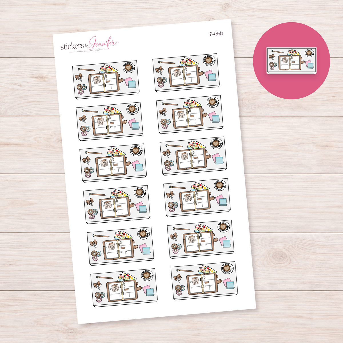 Brown Open Planner Workspace Planner Stickers | F-446