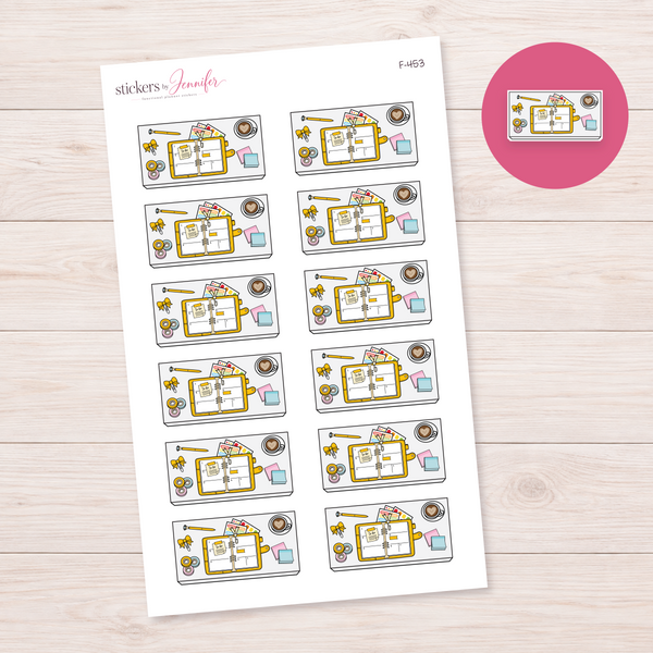 Yellow Open Planner Flat Lay Planner Stickers | F-453