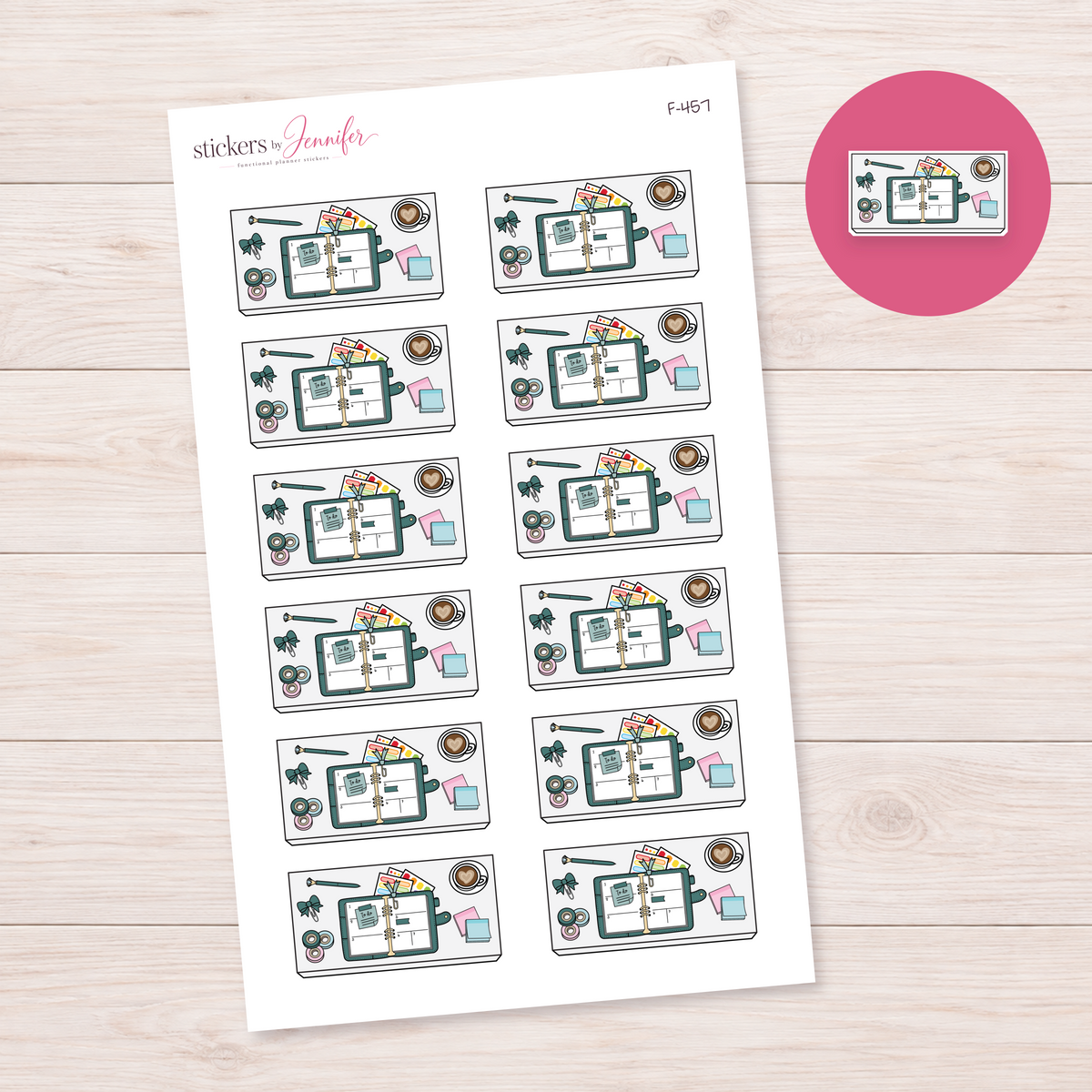 Forest Green Open Planner Workspace Planner Stickers | F-457