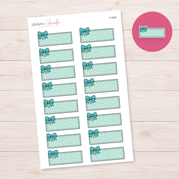 Mint Bow Label Planner Stickers | F-468