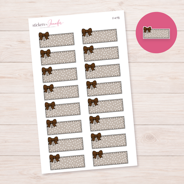 Dark Brown Polka Dot Bow Label Planner Stickers | F-475