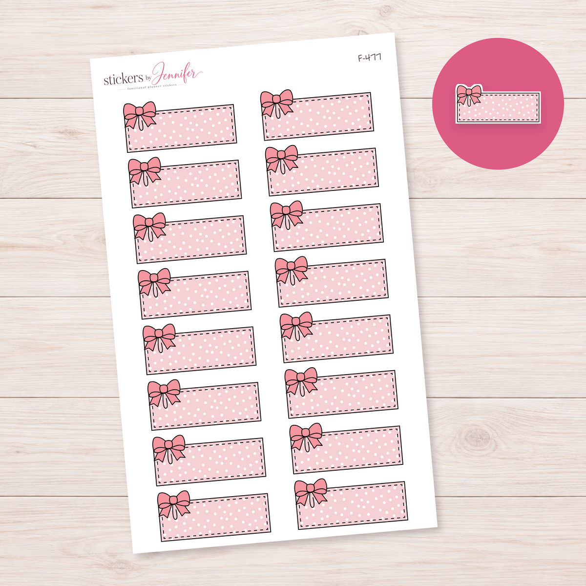 Pink Bow Label Planner Stickers | F-477