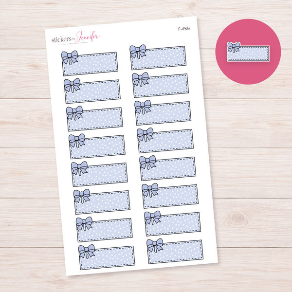 Periwinkle Polka Dot Bow Label Planner Stickers | F-486