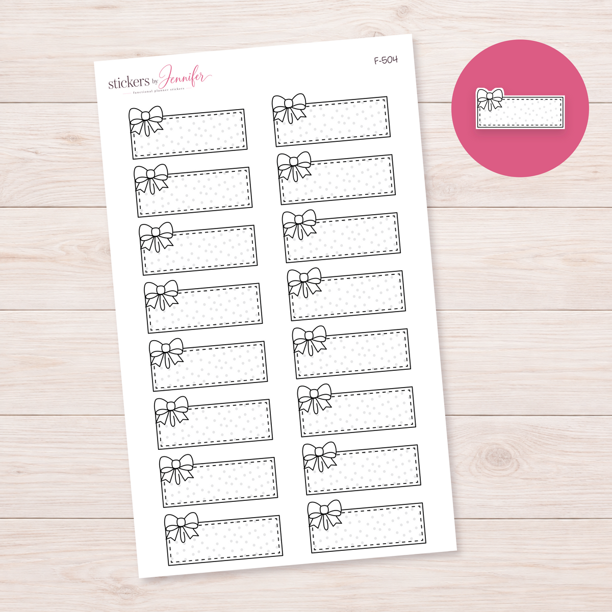 White Polka Dot Bow Label Planner Stickers | F-504