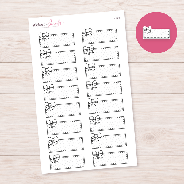 White Polka Dot Bow Label Planner Stickers | F-504