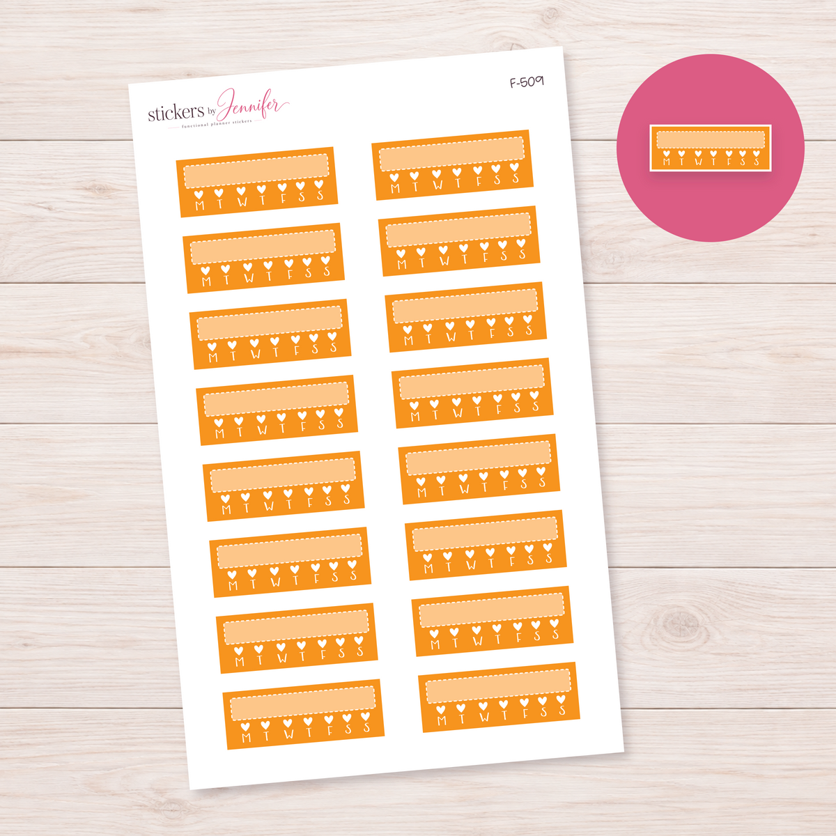 Orange Weekly Tracker Planner Stickers | F-509