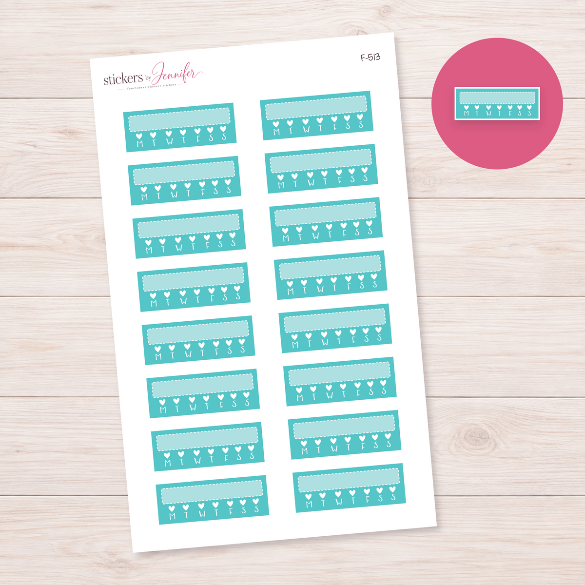Teal Weekly Habit Tracker Planner Stickers | F-513