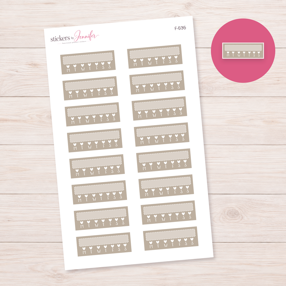 Taupe Weekly Habit Tracker Planner Stickers | F-535