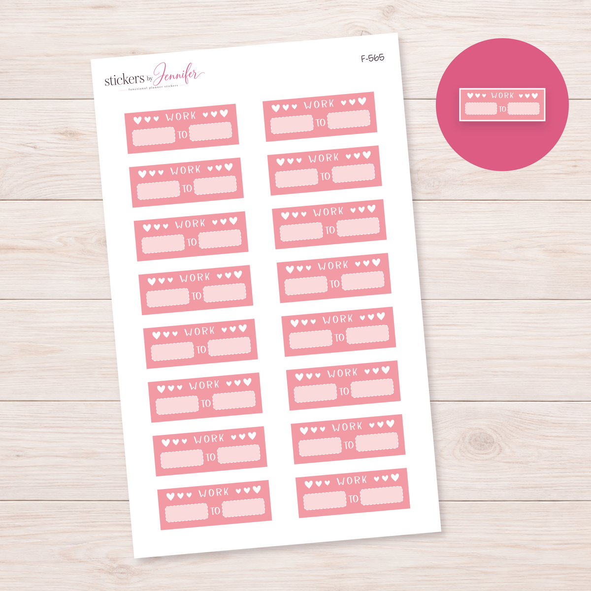 Coral Work Shift Label Planner Stickers | F-565