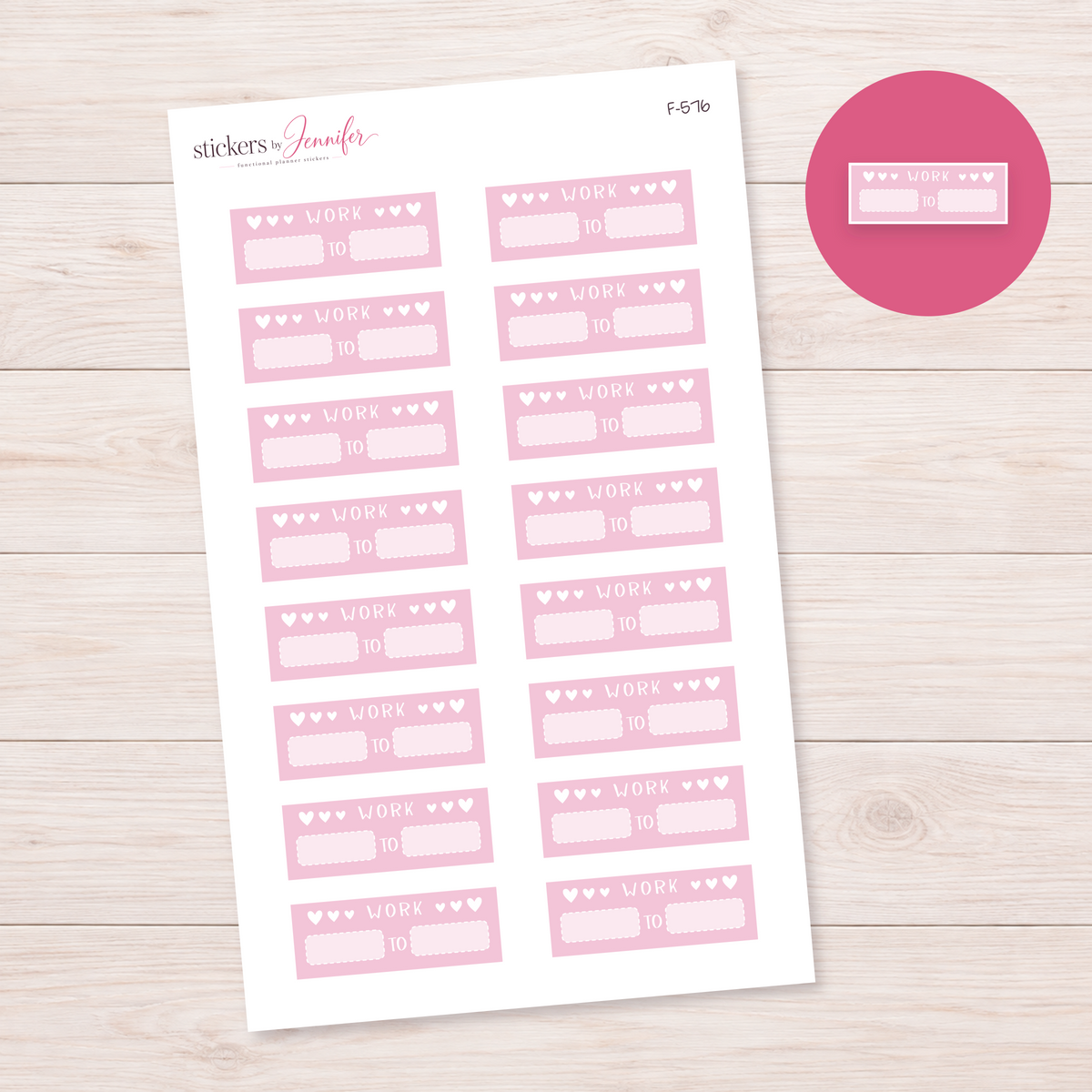 Soft Pink Work Shift Label Planner Stickers | F-576