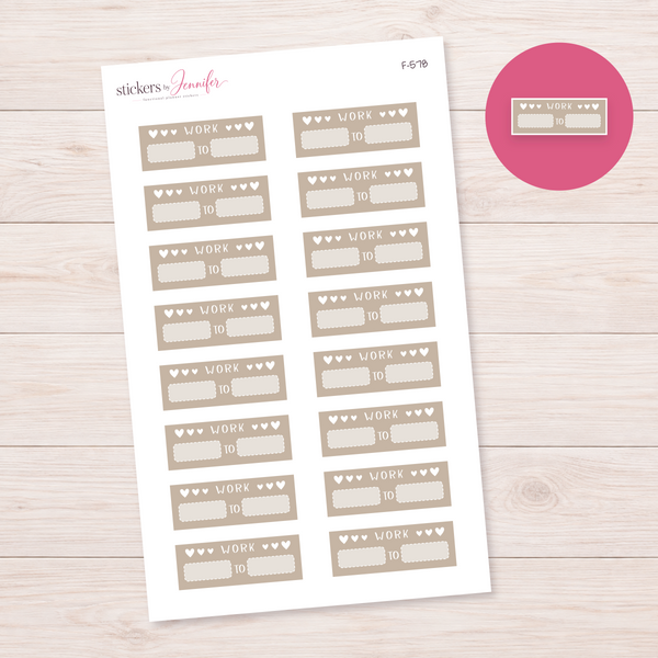 Taupe Work Hours Label Planner Stickers | F-578