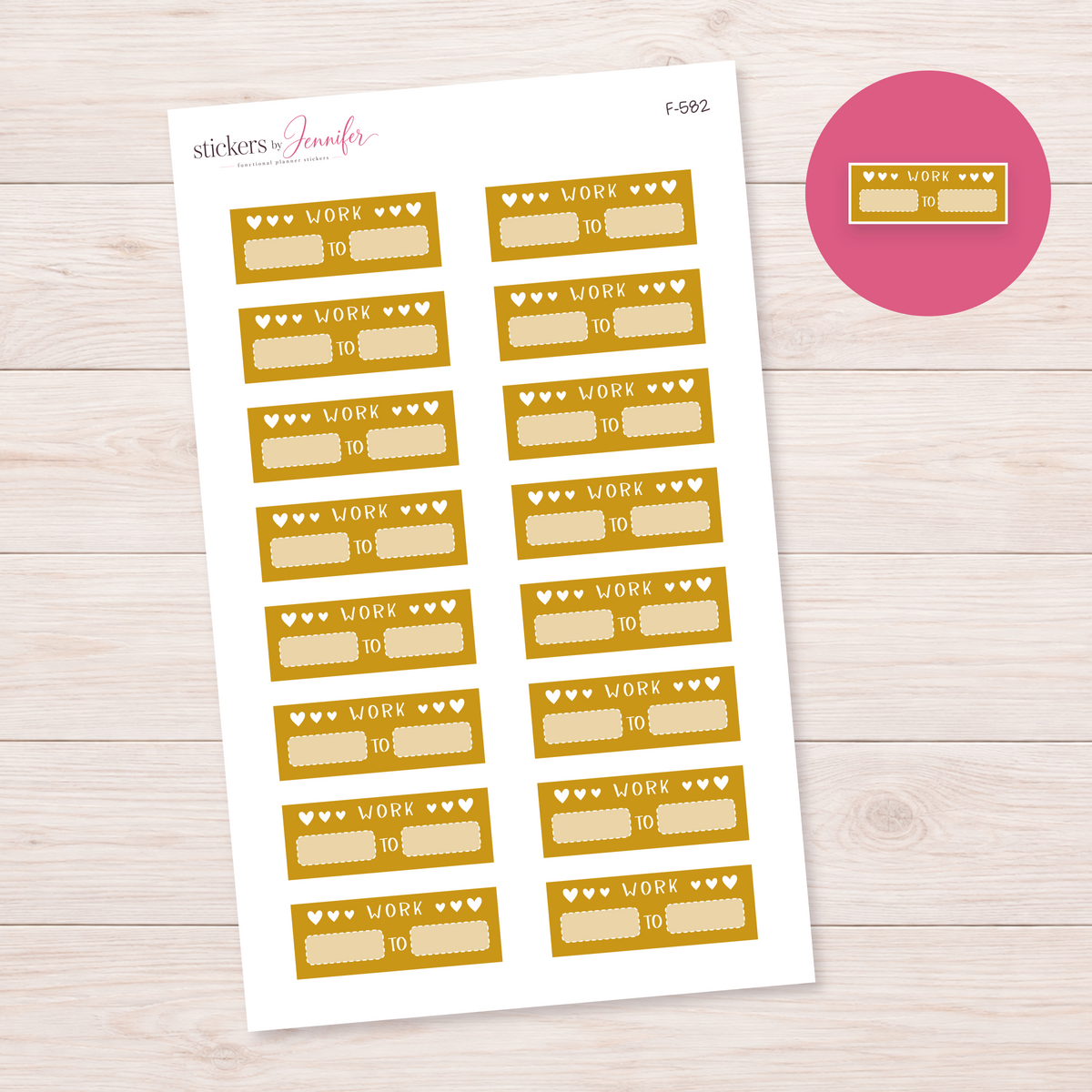 Mustard Work Shift Label Planner Stickers | F-582