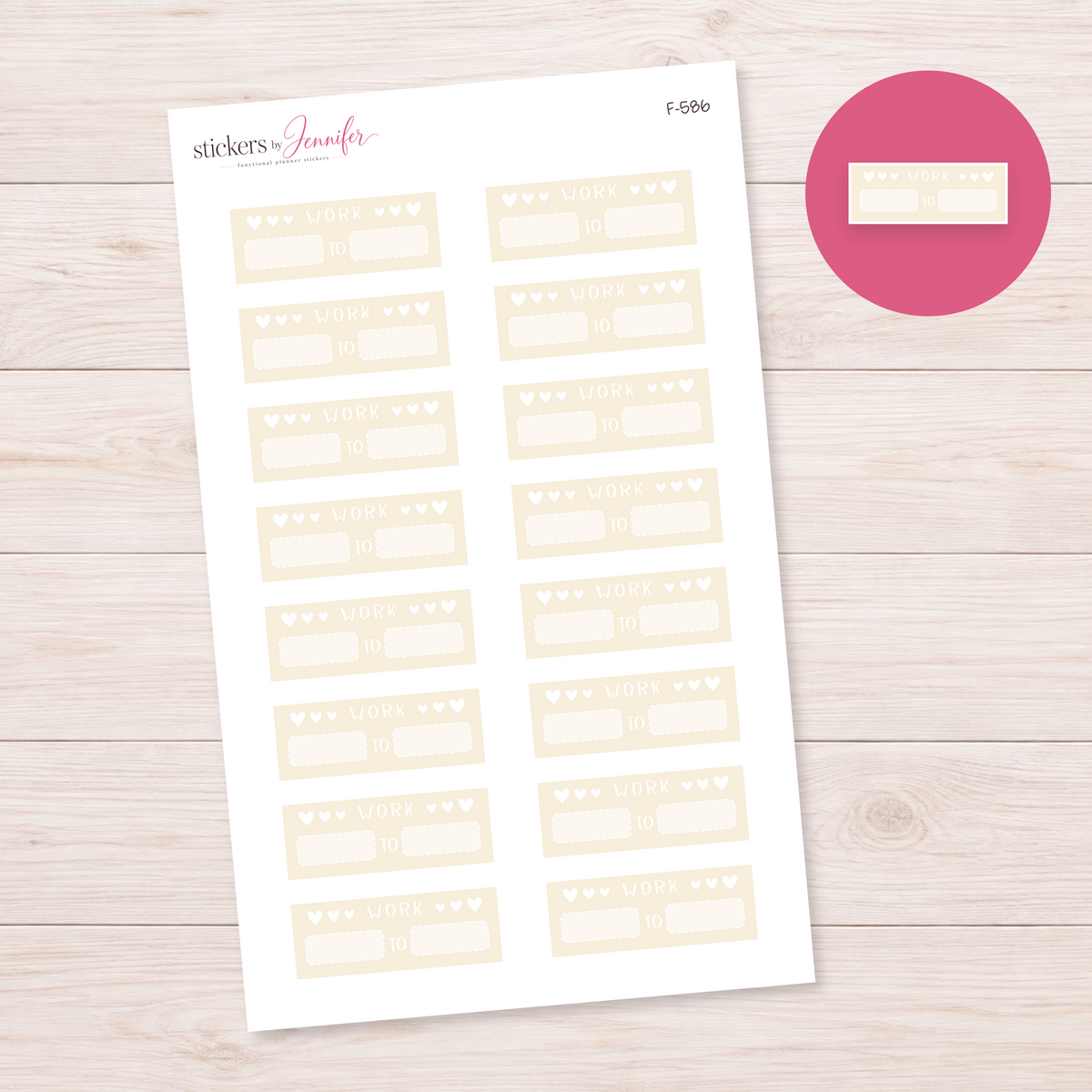 Cream Work Hours Label Planner Stickers | F-586