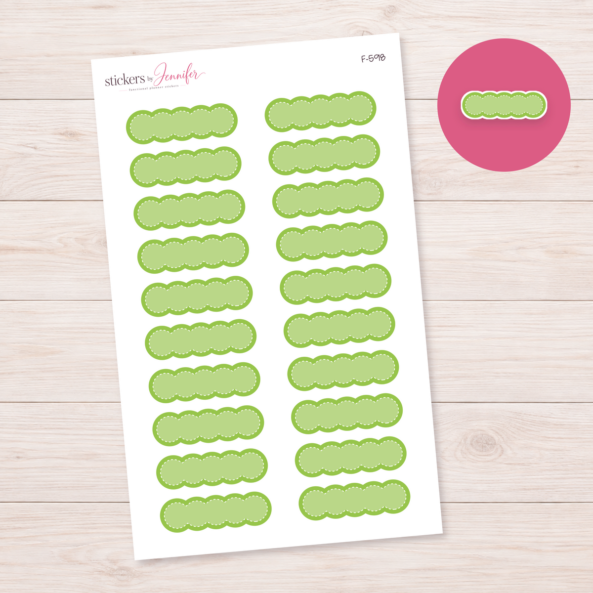 Lime Scalloped Label Planner Stickers | F-598