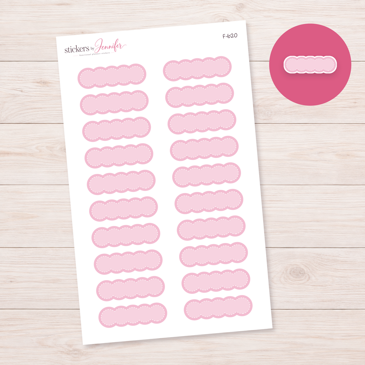 Pink Scalloped Label Planner Stickers | F-620