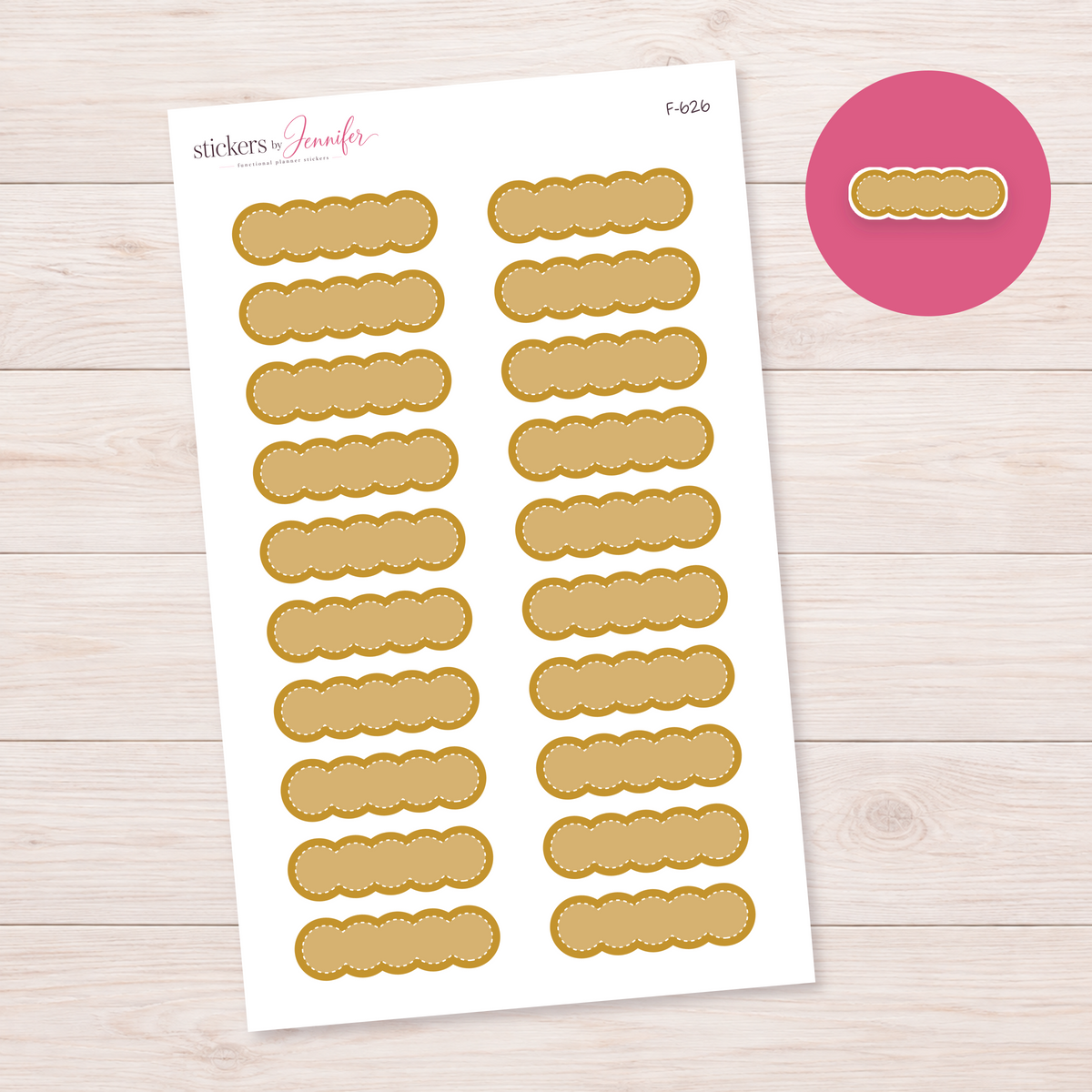 Mustard Scalloped Label Planner Stickers | F-626