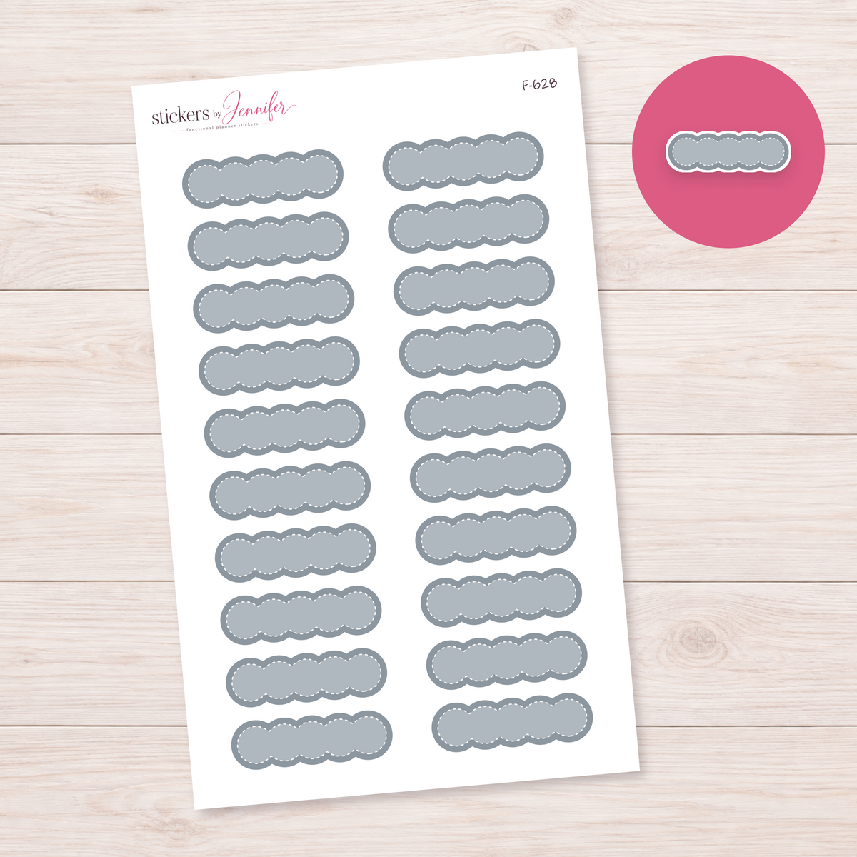 Gray Scalloped Label Planner Stickers | F-628