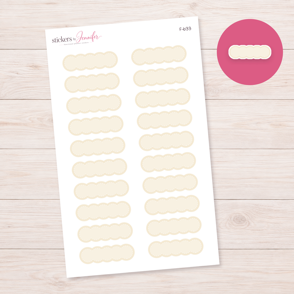 Cream Scalloped Label Planner Stickers | F-633