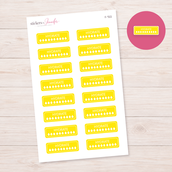 Yellow Hydration Tracker Planner Stickers | F-722