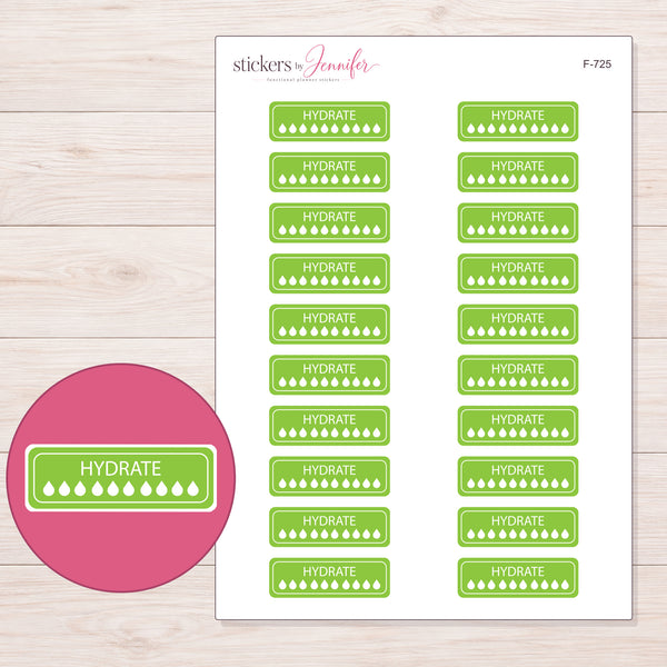 Apple Green Hydration Tracker Planner Stickers | F-725 — enlarged contour-cut detail