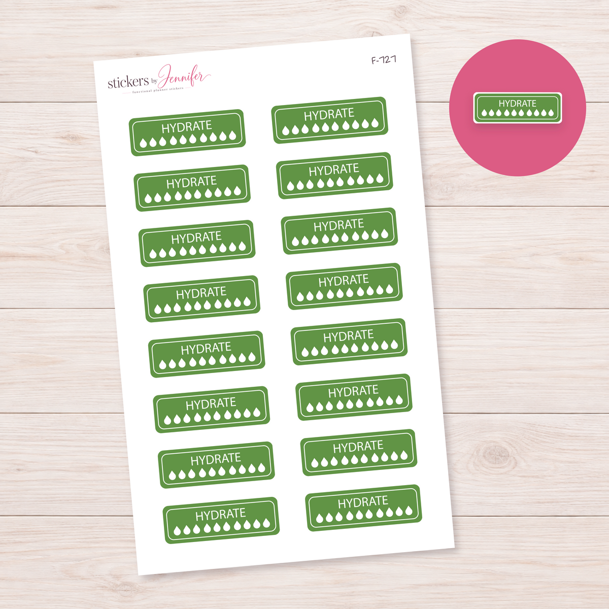 Sage Green Hydration Tracker Planner Stickers | F-727