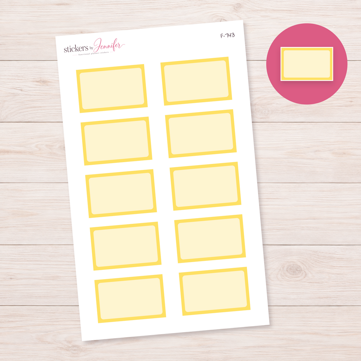 Pale Yellow Framed Planner Box Planner Stickers | F-743