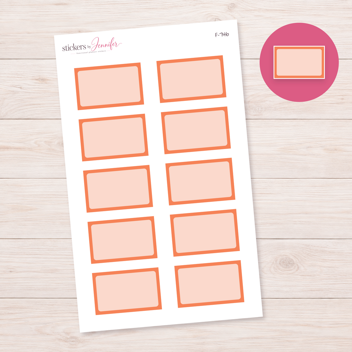 Peach Framed Planner Box Planner Stickers | F-746