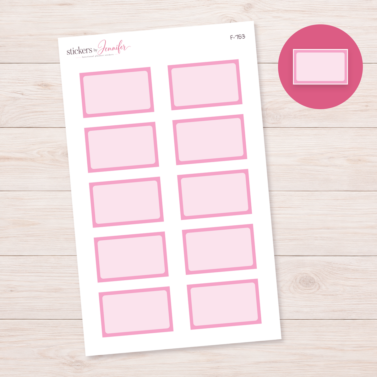 Soft Pink Framed Planner Box Planner Stickers | F-753