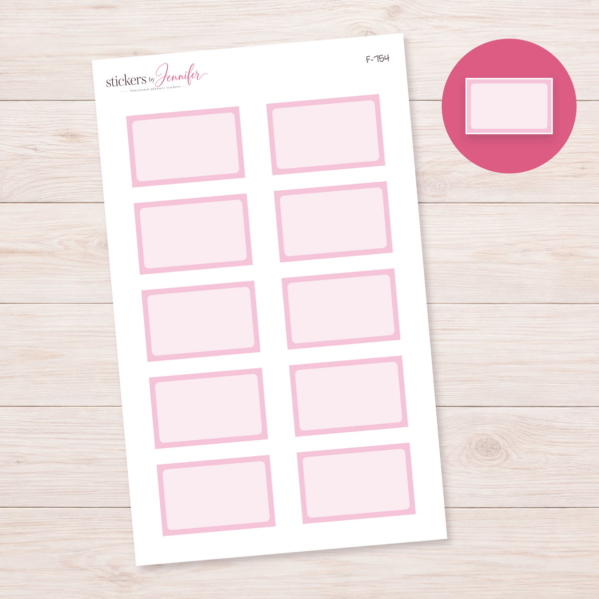 Pale Pink Framed Planner Box Planner Stickers | F-754