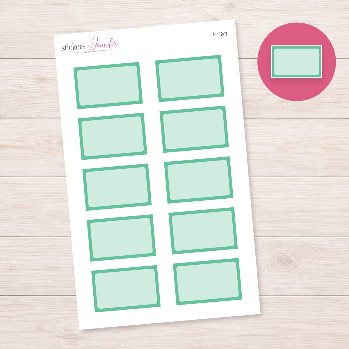 Mint Framed Planner Box Planner Stickers | F-767