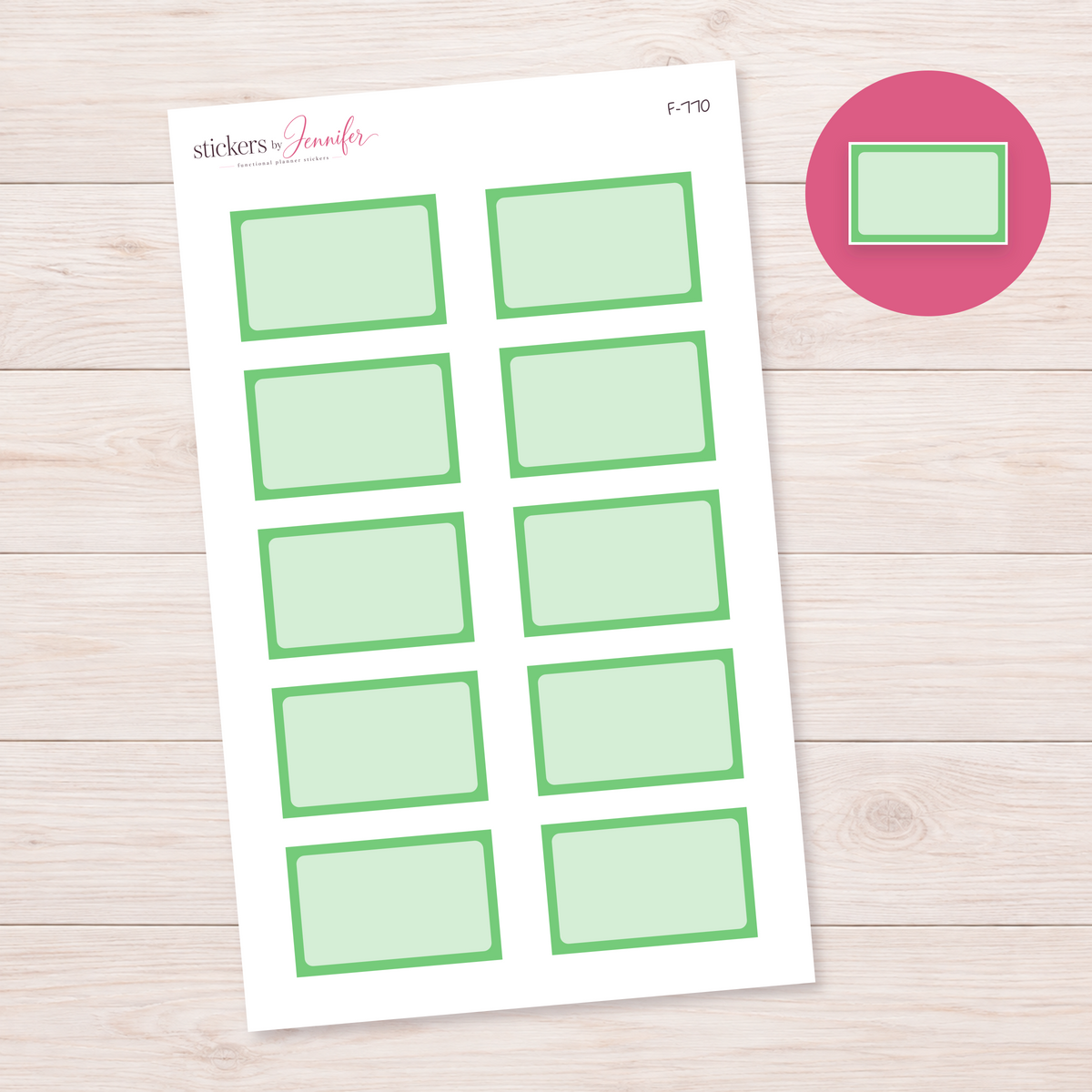 Soft Green Framed Planner Box Planner Stickers | F-770
