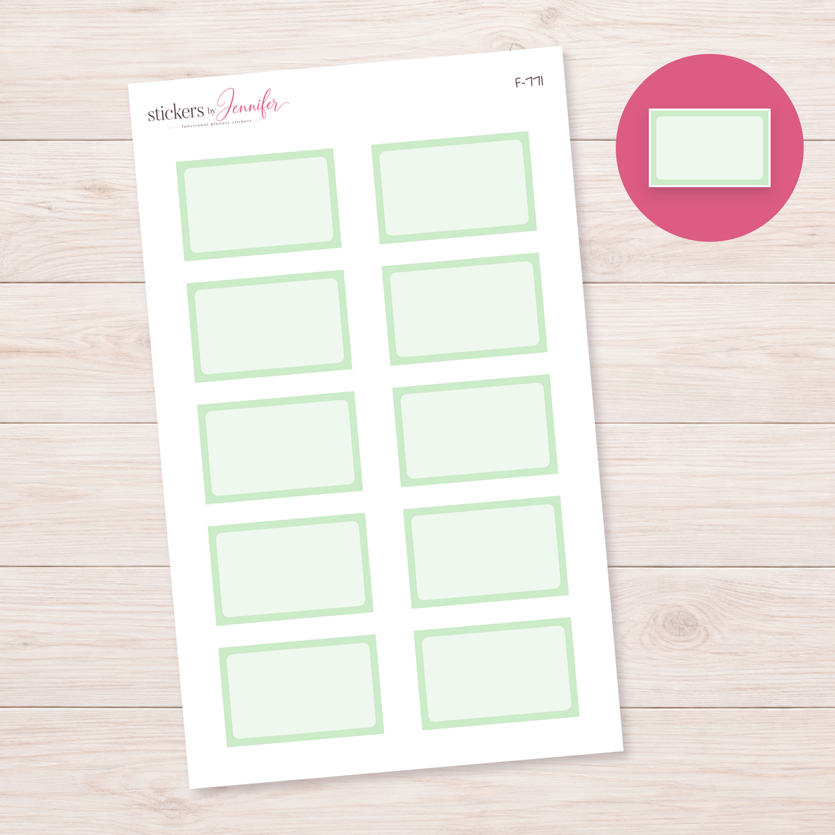 Pale Green Framed Planner Box Planner Stickers | F-771