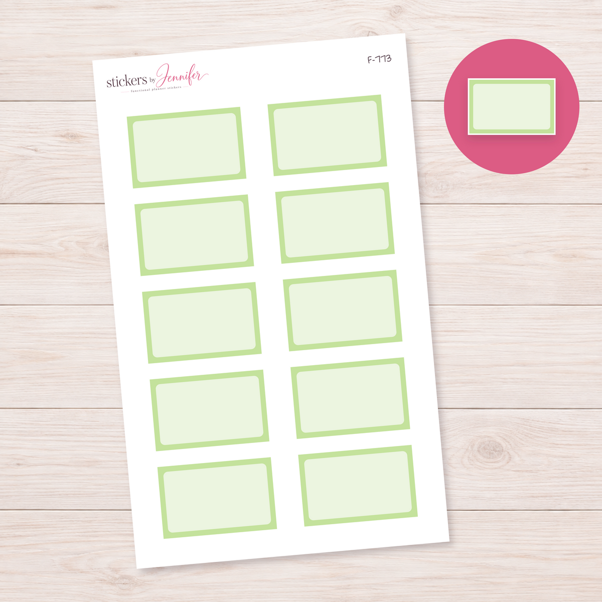 Pale Lime Framed Planner Box Planner Stickers | F-773