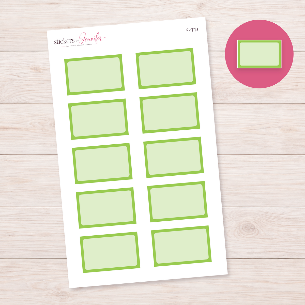 Lime Framed Planner Box Planner Stickers | F-774