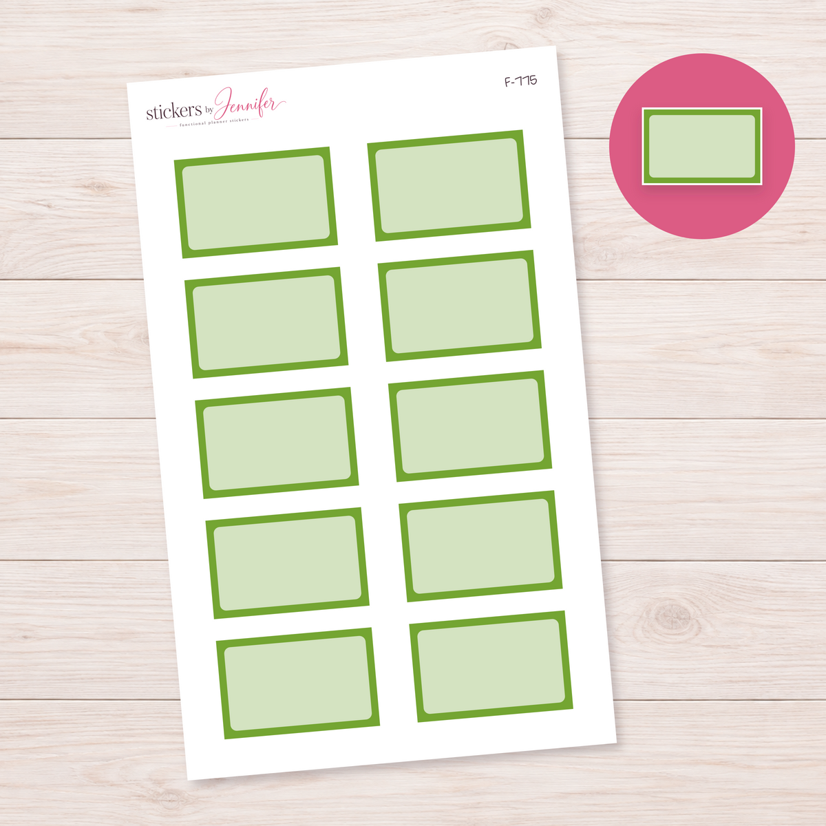 Olive Green Framed Planner Box Planner Stickers | F-775
