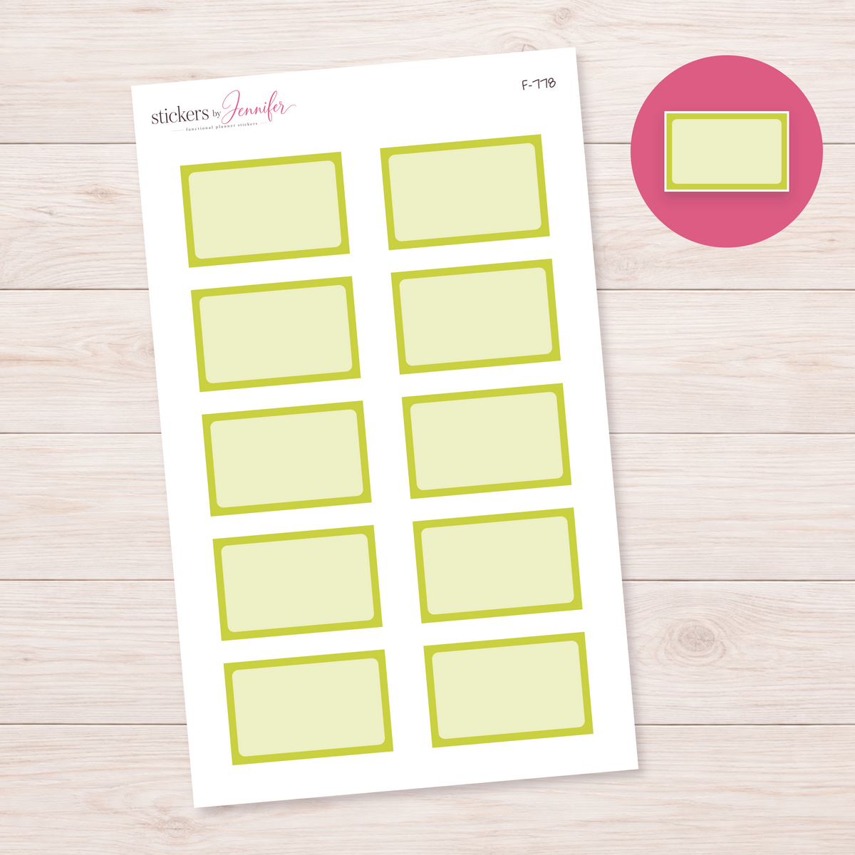 Lemon Lime Framed Planner Box Planner Stickers | F-778