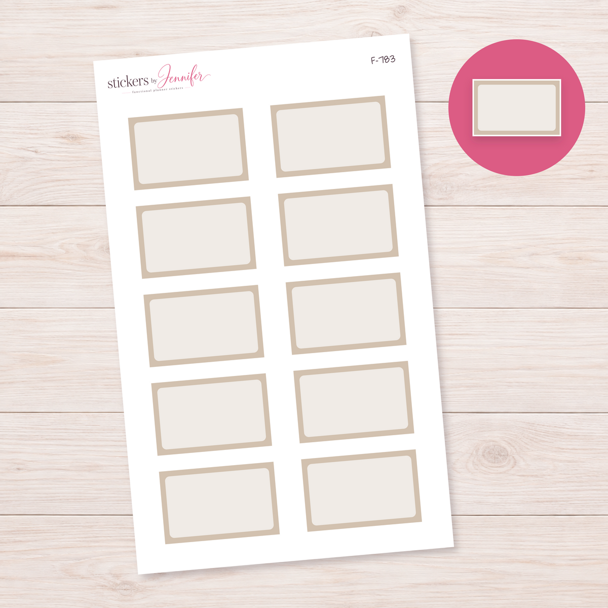 Taupe Framed Planner Box Planner Stickers | F-783