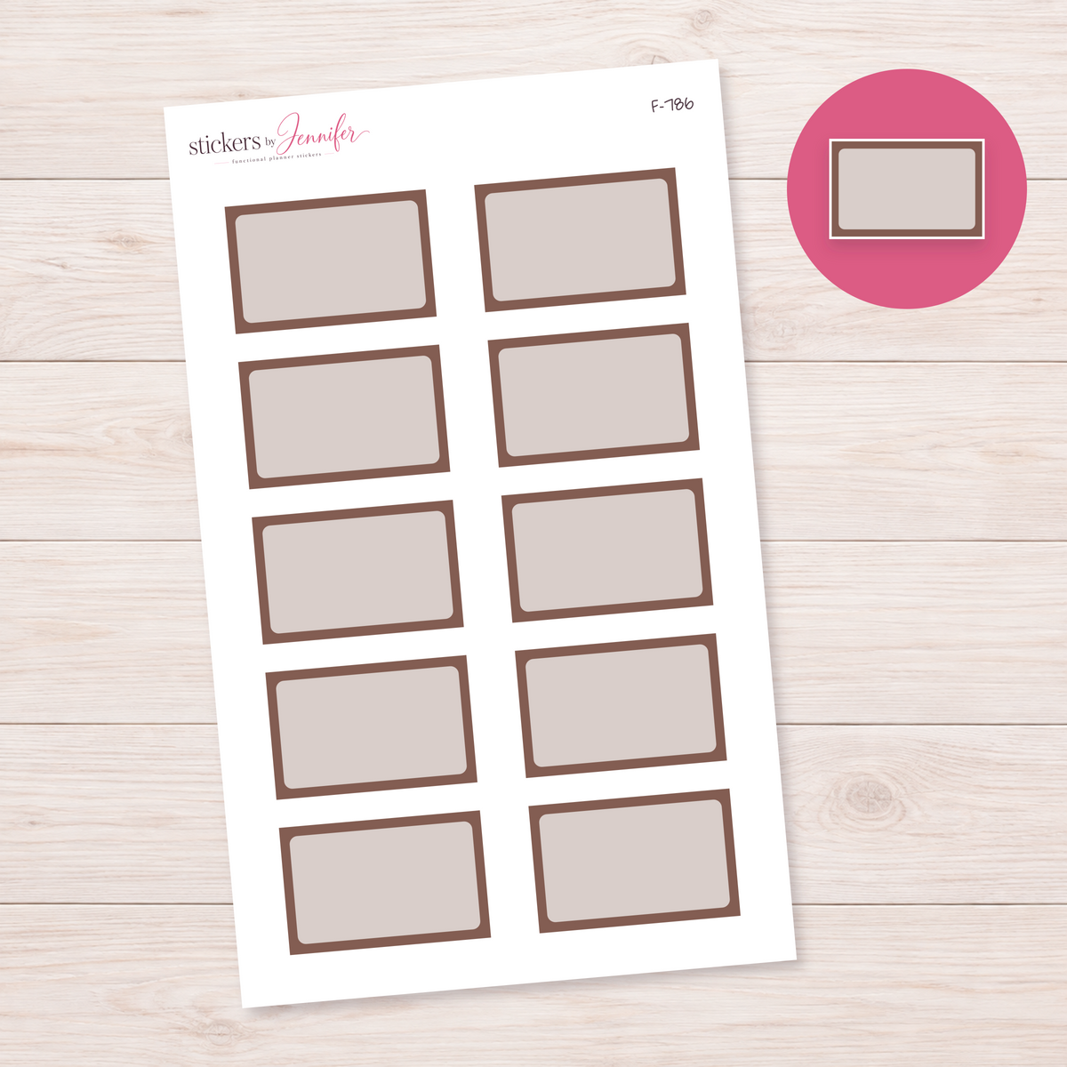 Dark Brown Framed Planner Box Planner Stickers | F-786