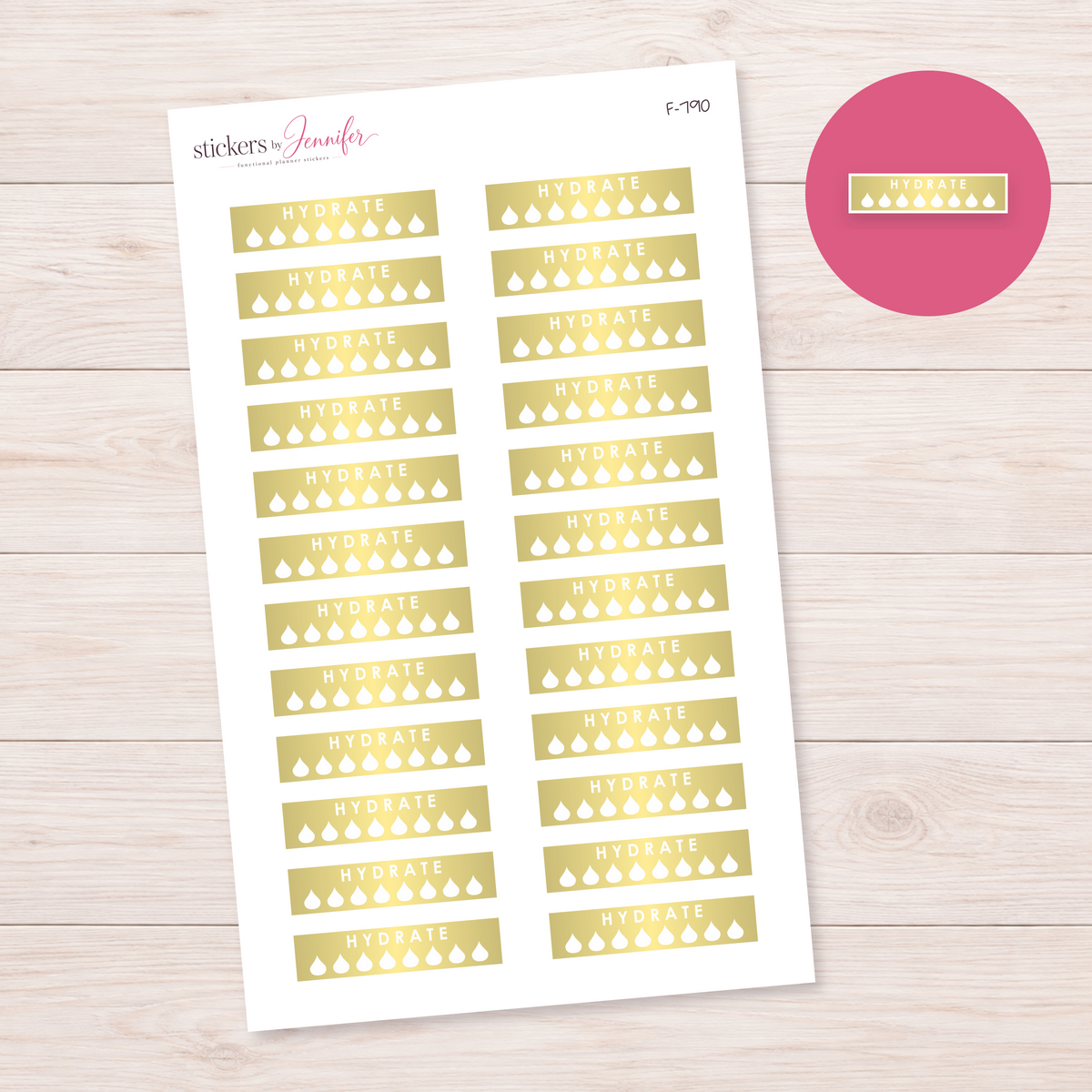 Cream Hydrate Strip Planner Stickers | F-790
