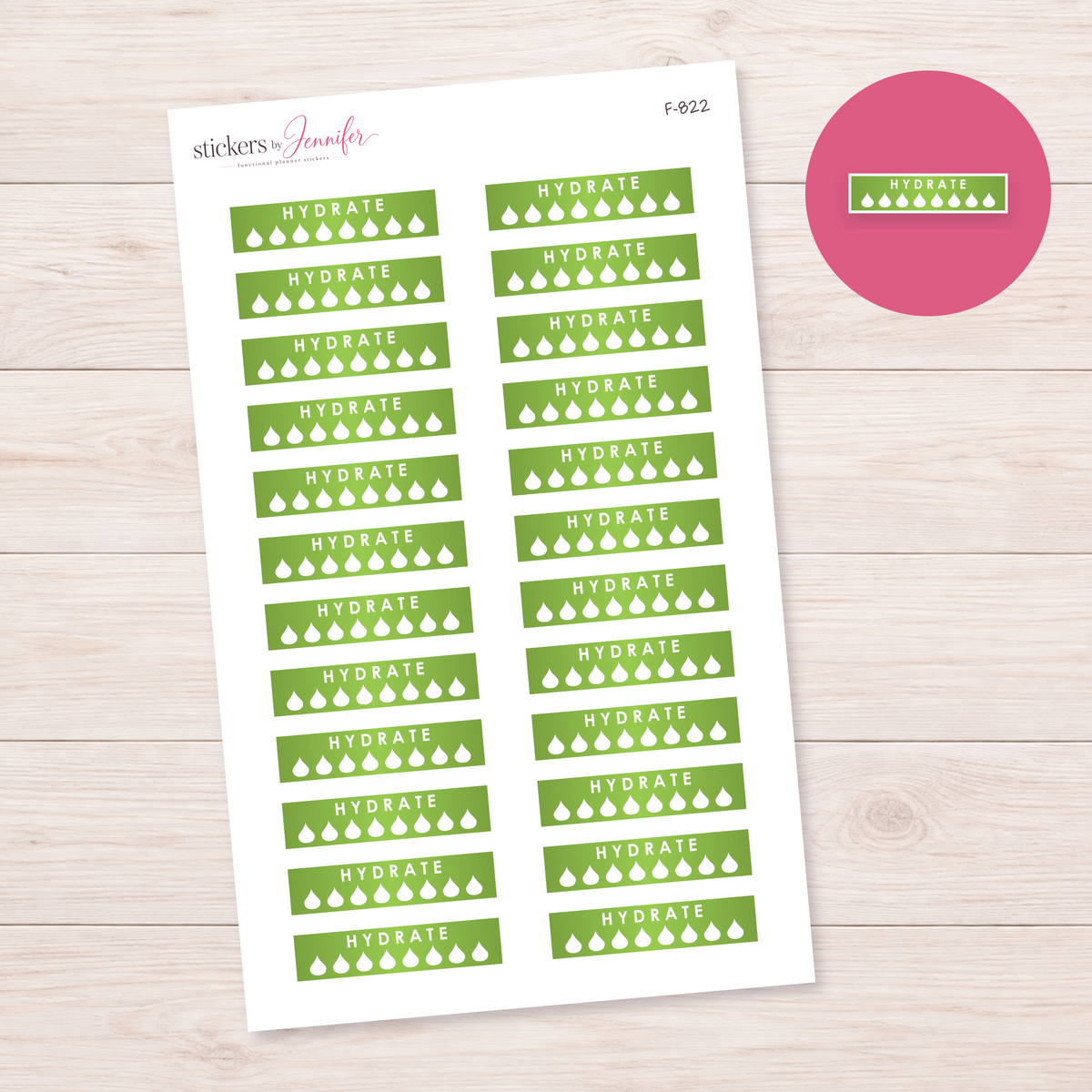 Lime Hydrate Strip Planner Stickers | F-822