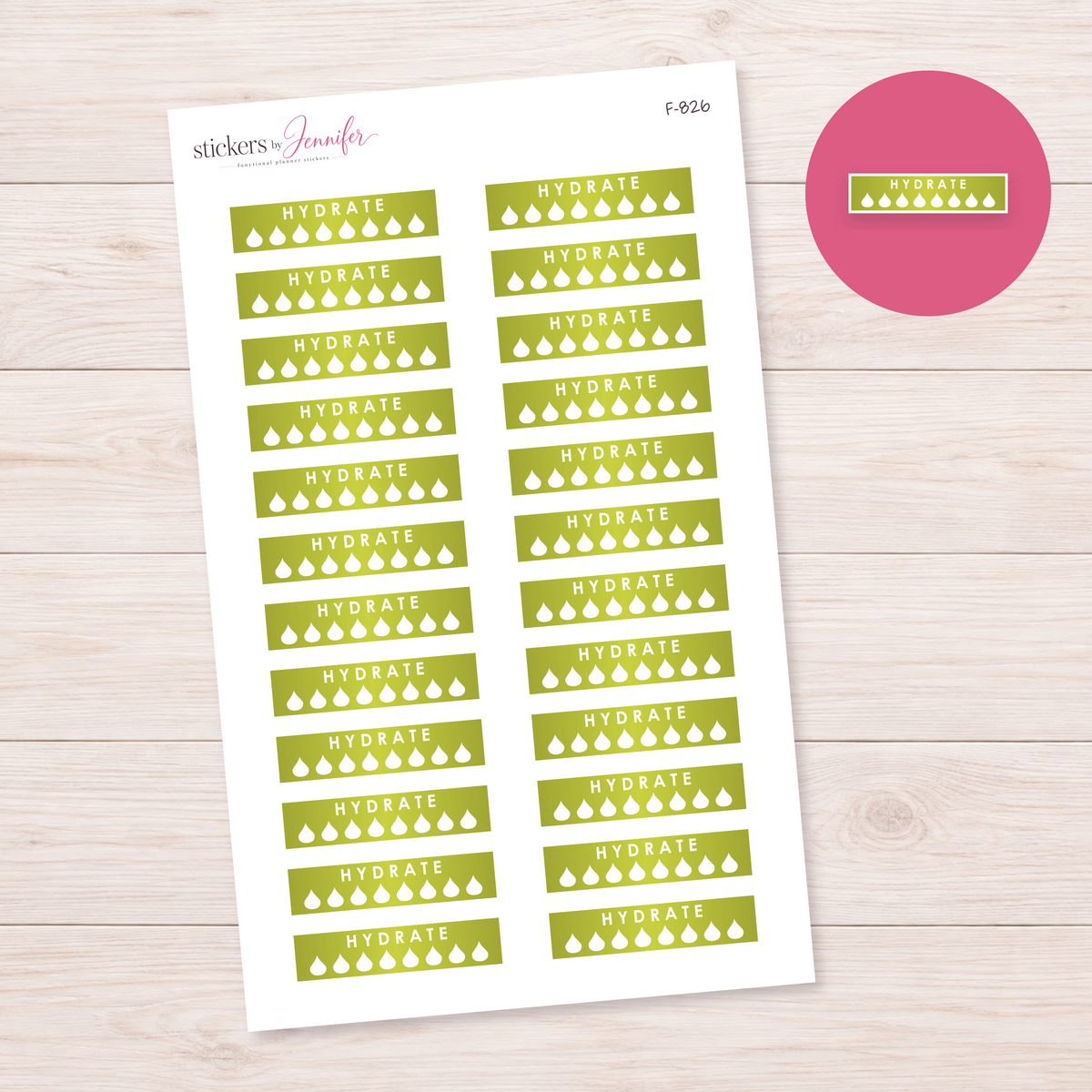Lemon Lime Hydrate Strip Planner Stickers | F-826