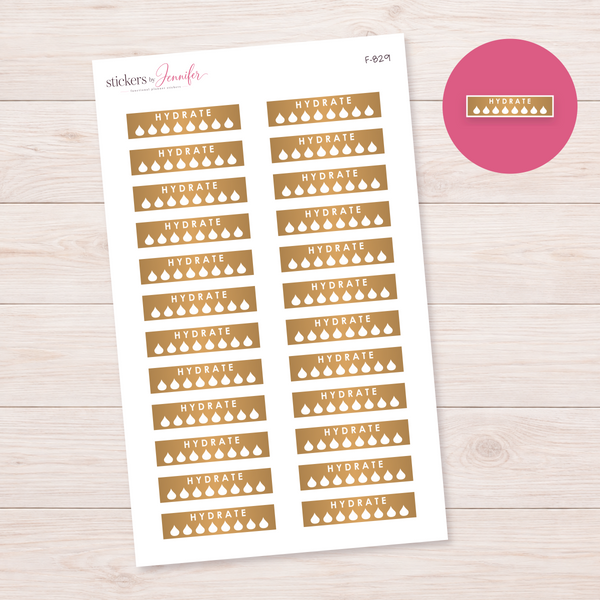 Tan Hydrate Strip Planner Stickers | F-829