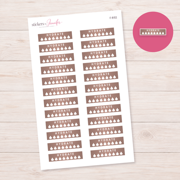 Warm Brown Hydration Tracker Planner Stickers | F-832