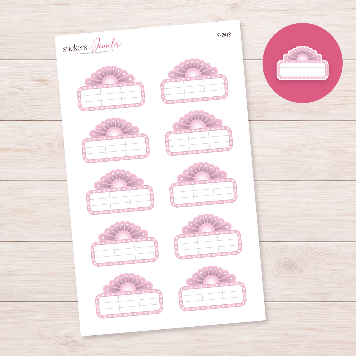Pale Pink Marquee Planner Label Planner Stickers | F-843