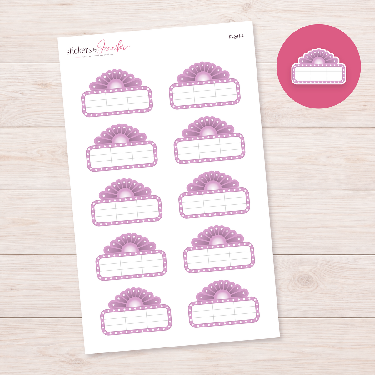 Lavender Marquee Planner Label Planner Stickers | F-844